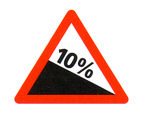 Verkehrszeichen: Gefahrsignal Achtung starkes
                      Gef�lle