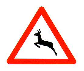 Verkehrszeichen: Gefahrsignal Achtung
                      Wildwechsel