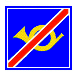 Verkehrszeichen: Hinweissignal
                      Bergpoststrasse mit Posthorn-Postauto, Ende