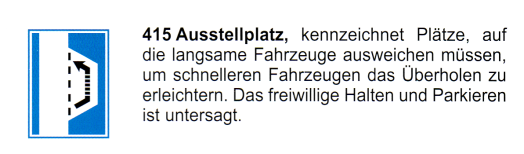 Verkehrszeichen: Hinweissignal Ausstellplatz