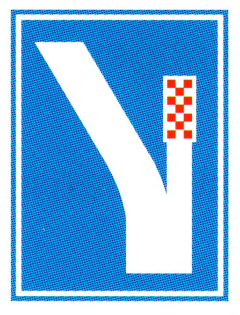 Verkehrszeichen: Hinweissignal Notfallspur
                      mit Kieswanne