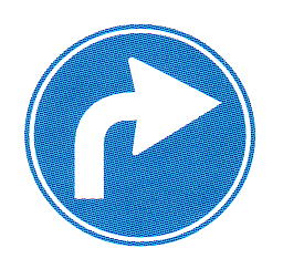 Verkehrszeichen: Vorschriftssignal
                      verpflichtendes Rechtsabbiegen