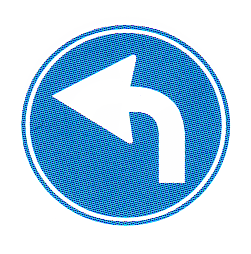 Verkehrszeichen: Vorschriftssignal
                      verpflichtendes Linksabbiegen