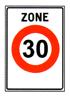 Verkehrszeichen: Vorschriftssignal
                      Tempo-30-Zone