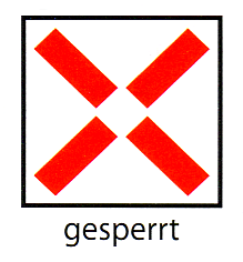 Verkehrszeichen: Vorschriftssignal auf der
                      Autobahn: Fahrstreifen gesperrt