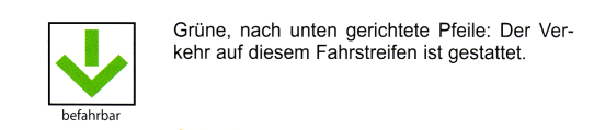 Verkehrszeichen: Vorschriftssignal auf der
                      Autobahn: Fahrstreifen offen