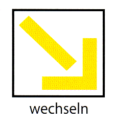 Verkehrszeichen: Vorschriftssignal auf der
                      Autobahn: Verpflichtung zum Wechseln des
                      Fahrstreifens in Pfeilrichtung