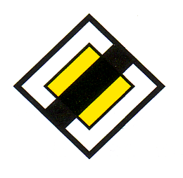 Verkehrszeichen: Ende der Hauptstrasse, kein
                      Vortritt mehr