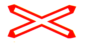 Verkehrszeichen: Andreaskreuz vor einem
                      eingleisigen Bahn�bergang