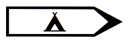 Verkehrszeichen: Wegweiser zu einem
                      Zeltplatz