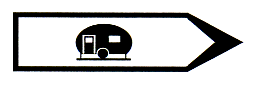 Verkehrszeichen: Wegweiser zu einem
                      Wohnwagenplatz