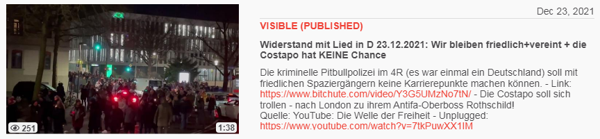 Widerstand im 4R (es war einmal ein Deutschland):
                Das Lied "Wir bleiben friedlich vereint"