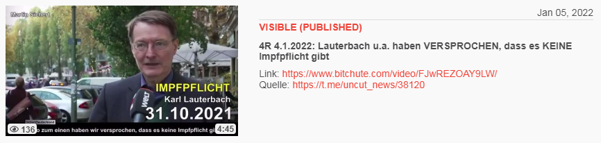 Video vom 5.1.2022: 4R 4.1.2022: Lauterbach
u.a. haben VERSPROCHEN, dass es KEINE Impfpflicht
gibt Video vom 5.1.2022: 4R 4.1.2022: Lauterbach
u.a. haben VERSPROCHEN, dass es KEINE Impfpflicht
gibt