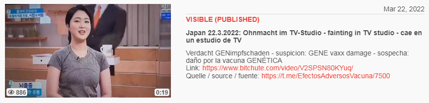 Video vom 22.3.2022: Japan 22.3.2022: Ohnmacht
im TV-Studio - fainting in TV studio - cae en un
estudio de TV Video vom 22.3.2022: Japan
22.3.2022: Ohnmacht im TV-Studio - fainting in TV
studio - cae en un estudio de TV